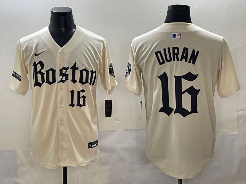 Men 2025 Boston Red Sox 16 Duran Cream Five generations Joint Name Nike MLB Jersey style 12